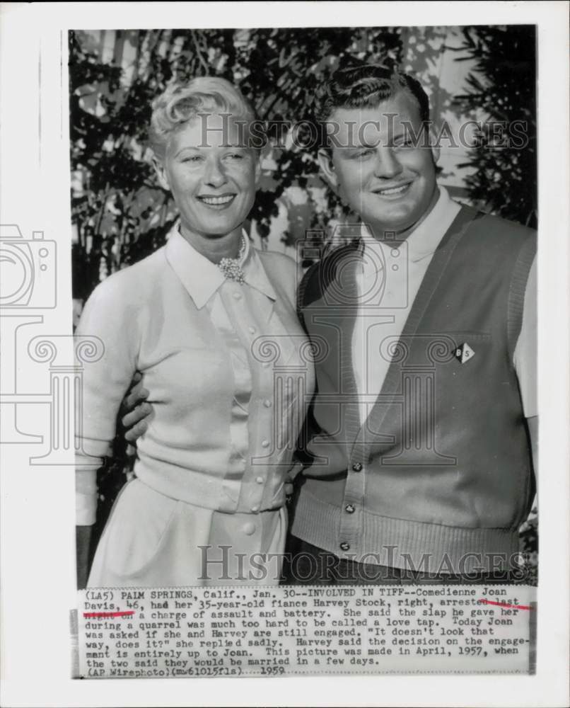 1957 Press Photo Comedienne Joan Davis with fiance, Harvey Stock. - hpp19161- Historic Images