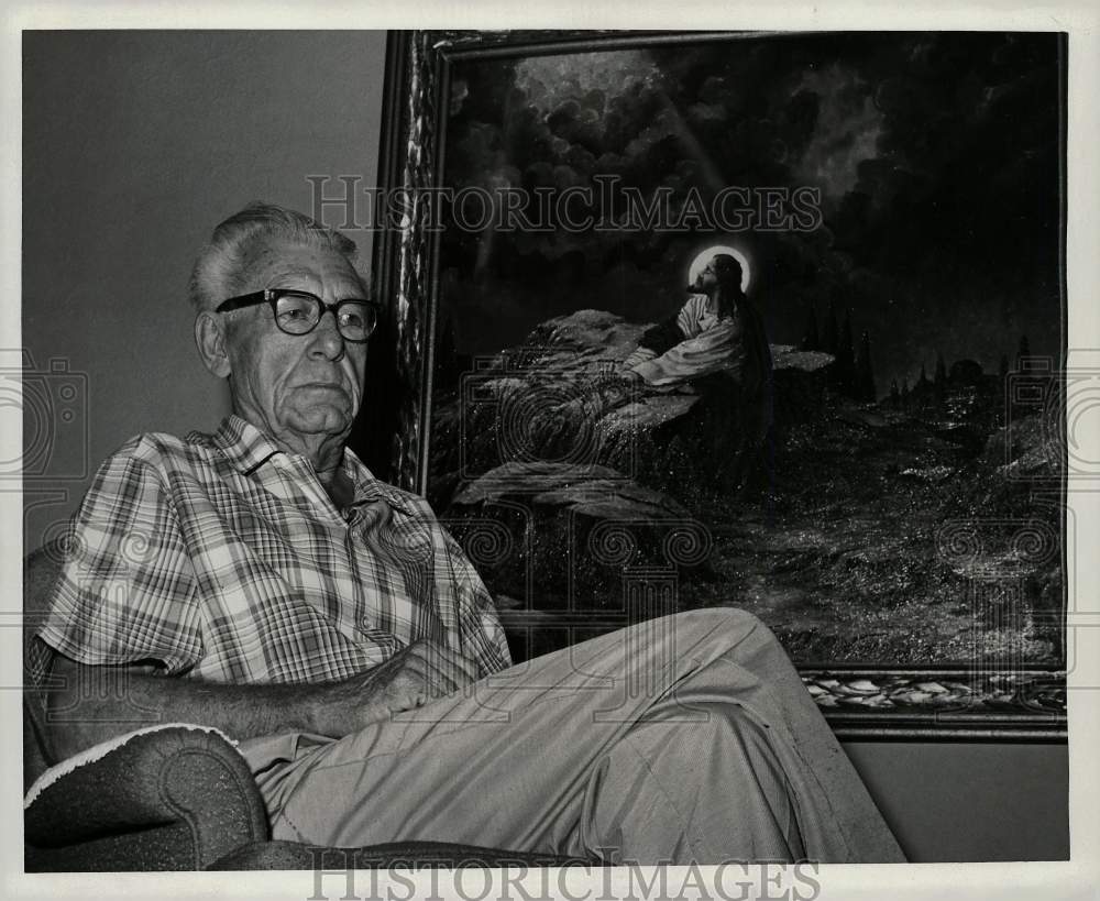 1960 Press Photo Artist Clifford John Goodman and His &#39;Christ At Gethsemane&#39;- Historic Images