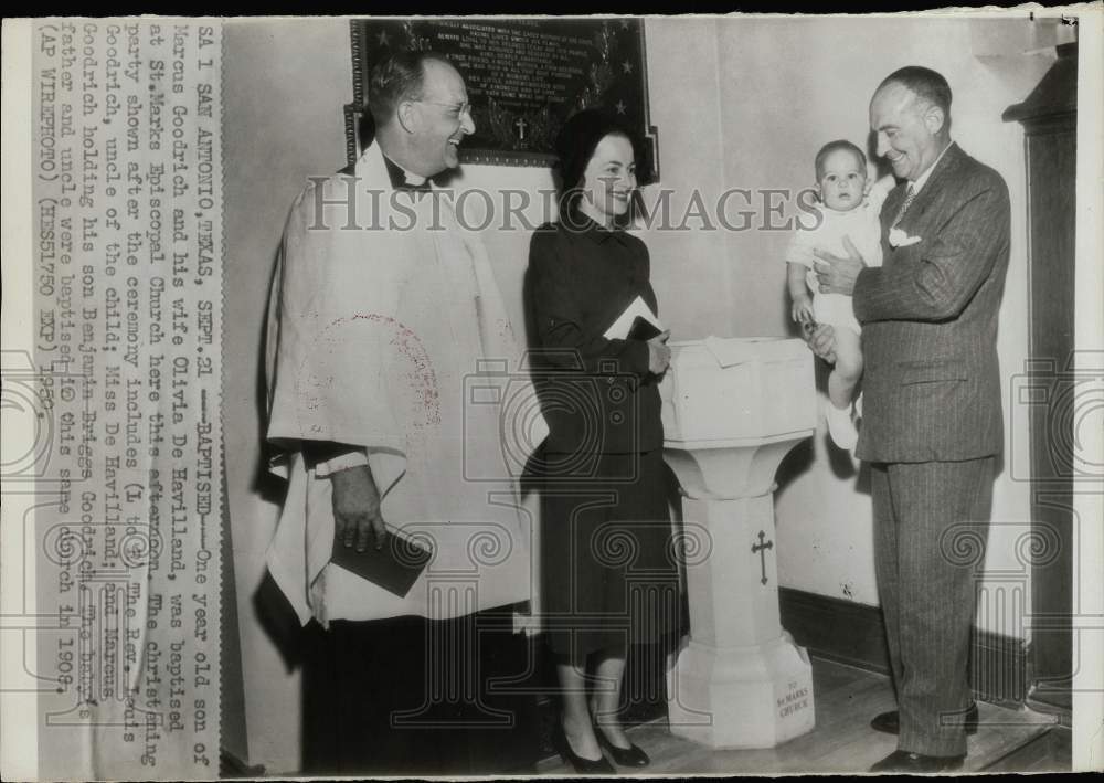 1950 Press Photo Son of Marcus Goodrich &amp; Olivia de Havilland Baptized in Texas- Historic Images