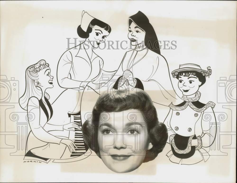 1956 Press Photo Actress Jane Wyman in Illustration on &quot;The Jane Wyman Show&quot;- Historic Images