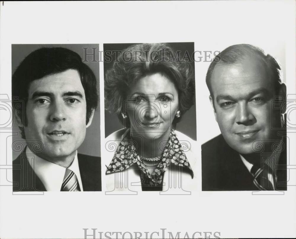 1976 Press Photo Dan Rather, Barbara Howar and Charles Kuralt of CBS News- Historic Images