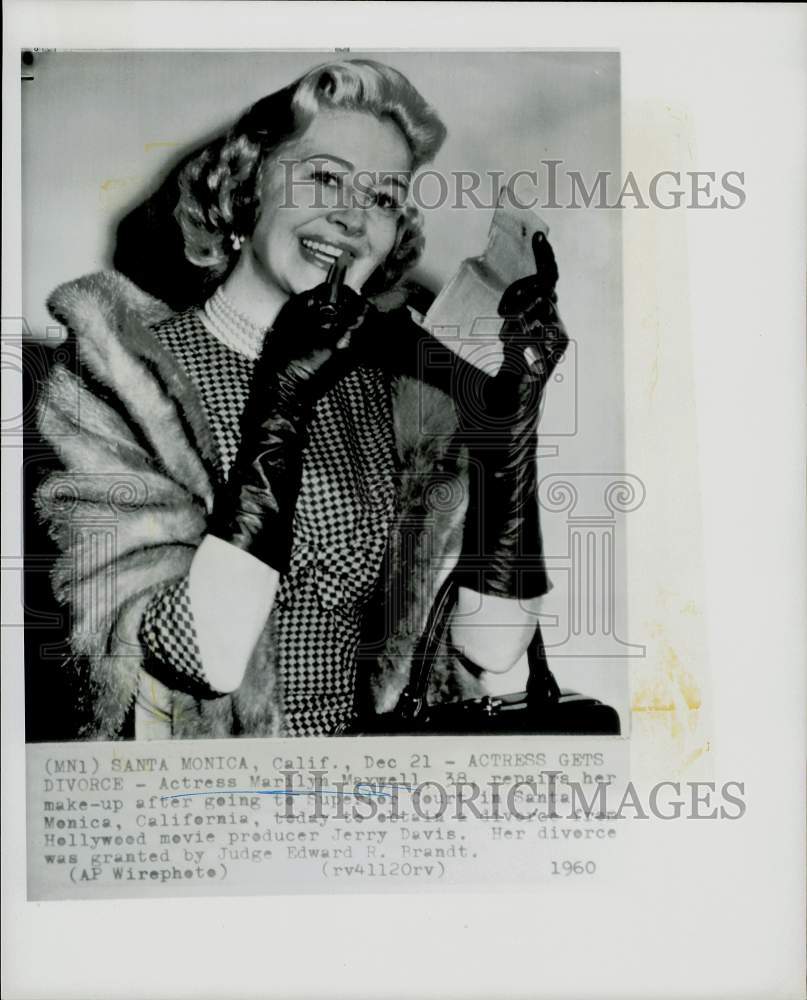 1960 Press Photo Actress Marilyn Maxwell Gets Divorce in Santa Monica- Historic Images