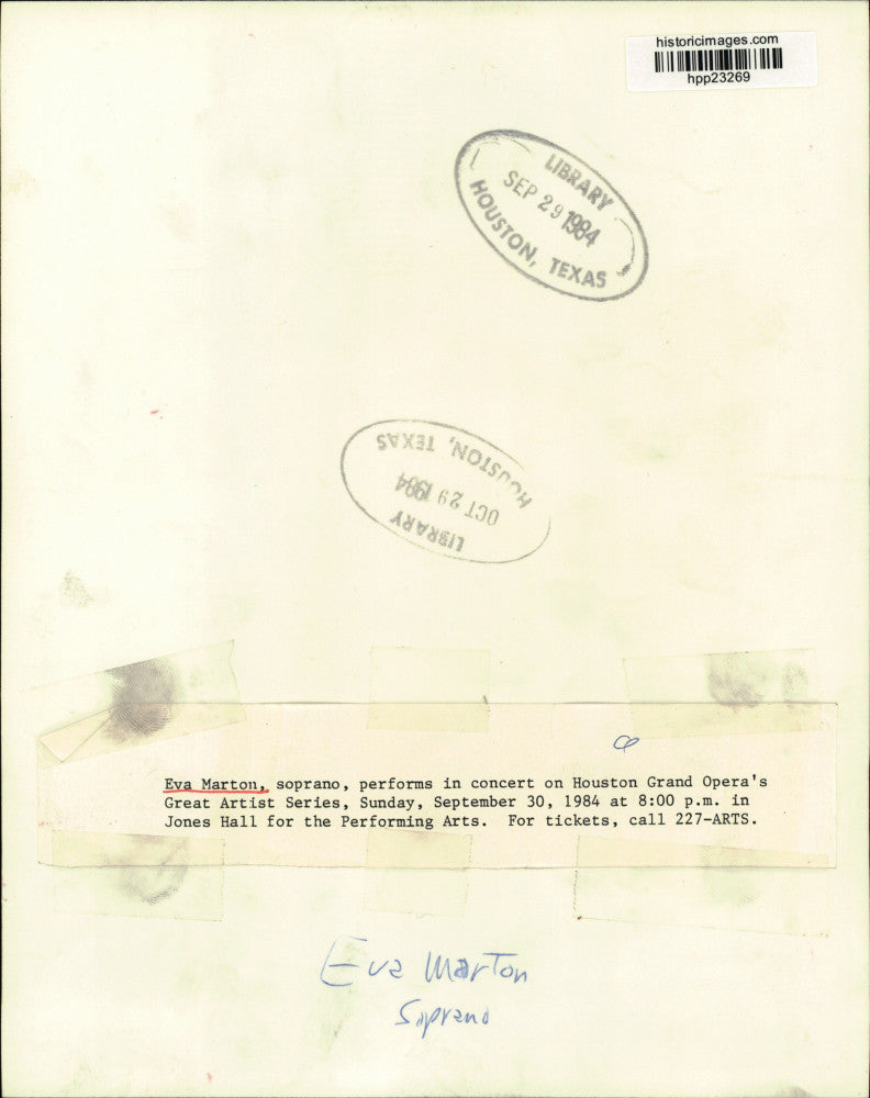 1984 Press Photo Eva Marton, Soprano - hpp23269