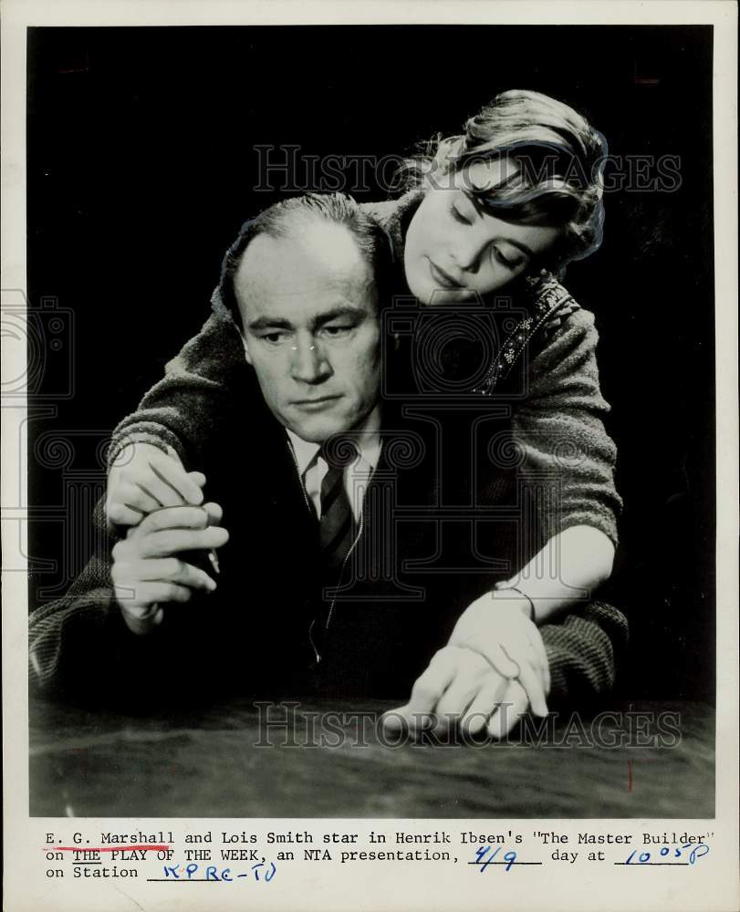 1961 Press Photo E.G. Marshall and Lois Smith in &quot;The Master Builder&quot;- Historic Images