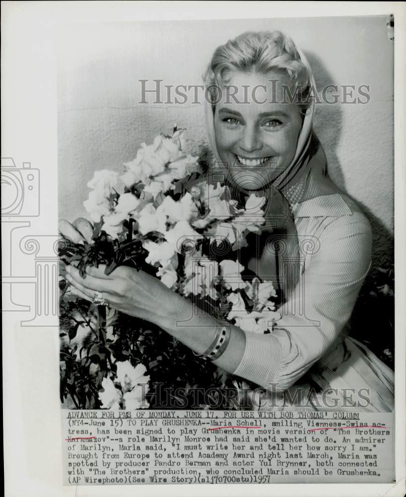 1957 Press Photo Viennese-Swiss Actress Maria Schell - hpp24459- Historic Images