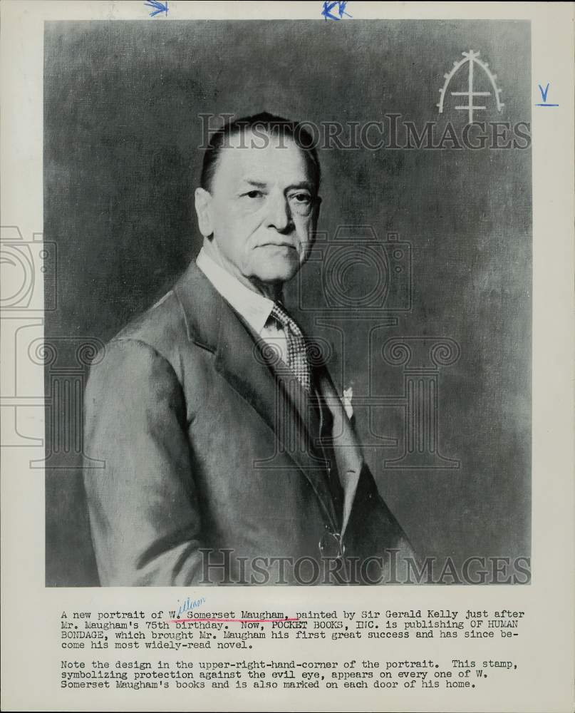 1956 Press Photo Author W. Somerset Maugham Painted by Sir Gerald Kelly- Historic Images