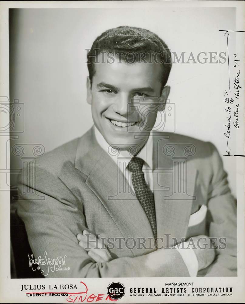 1957 Press Photo Singer Julius La Rosa - hpp24911- Historic Images