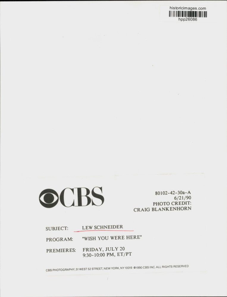 1990 Press Photo Lew Schneider stars in CBS-TV's "Wish You Were Here."