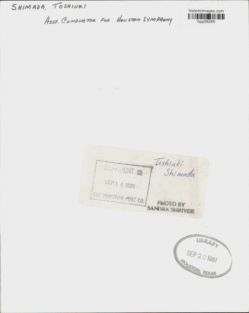 1981 Press Photo Toshiyuki Shimada, Assistant Conductor for Houston Symphony