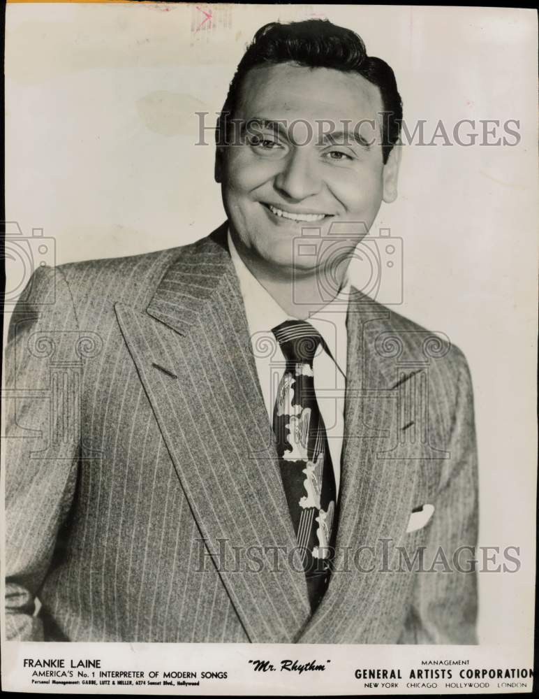 1958 Press Photo Singer Frankie Laine - hpp26780- Historic Images