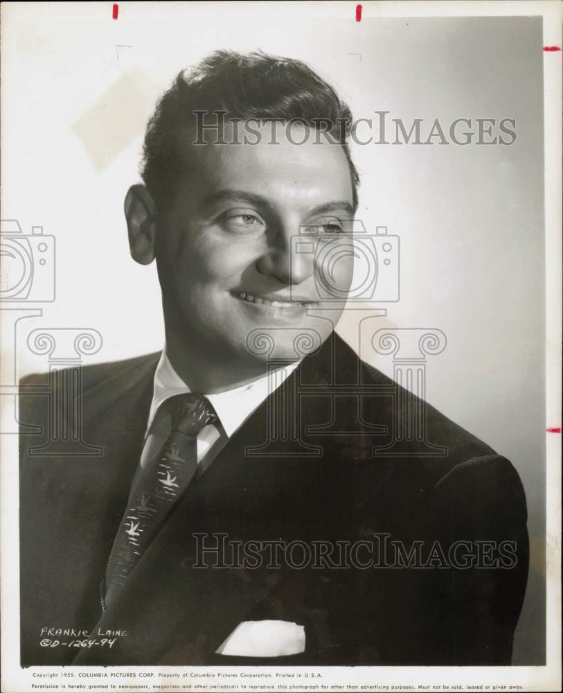 1955 Press Photo Entertainer Frankie Laine in &quot;Bring Your Smile Along&quot;- Historic Images