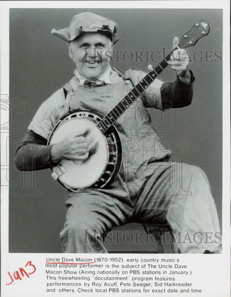 Press Photo Uncle Dave Macon, Country Musician - hpp27640- Historic Images