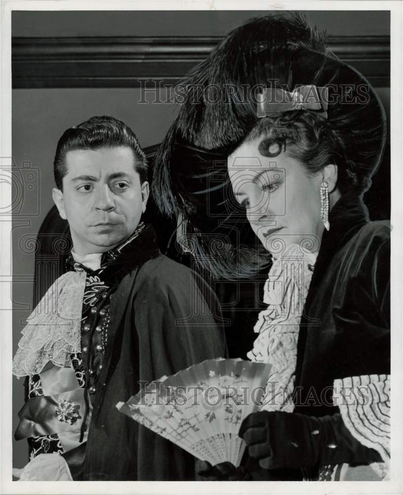 1957 Press Photo Baritone Maero, Soprano Blackburn in Puccini&#39;s &quot;Tosca&quot;- Historic Images