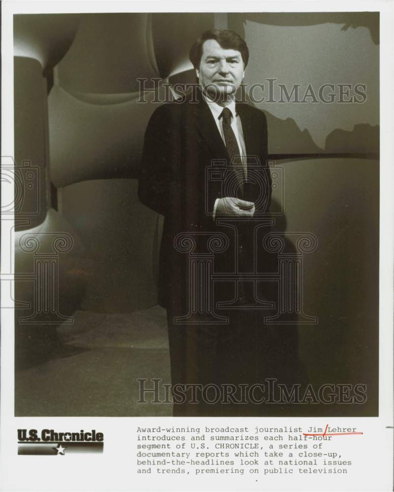 Press Photo Jim Lehrer, Host of &quot;U.S. Chronicle&quot; TV Show - hpp27957- Historic Images