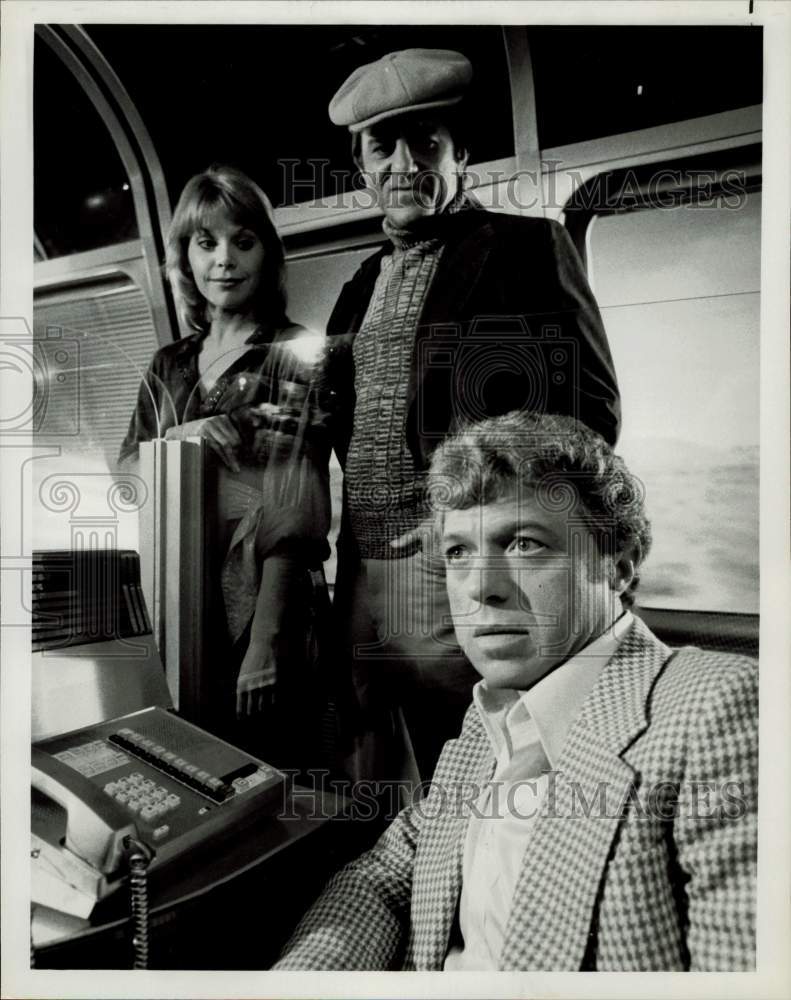 1979 Press Photo Steve Lawrence, Char Fontane and Don Meredith on &quot;Supertrain&quot;- Historic Images