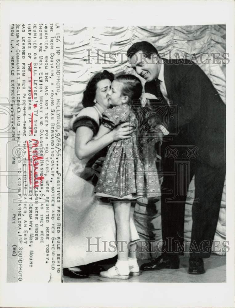 1956 Press Photo Host Bill Leyden Reunites Mother &amp; Daughter on TV Show- Historic Images