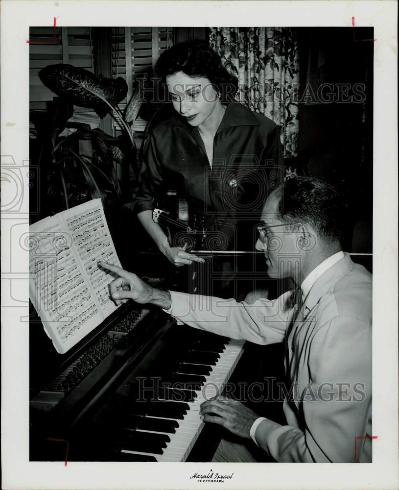 1955 Press Photo Violinist Fredell Lack Rehearses with Albert Hirsh - hpp28506- Historic Images