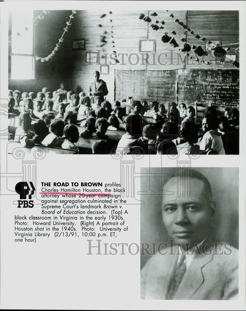 1991 Press Photo Brown vs. Board of Education Attorney Charles Hamilton Houston