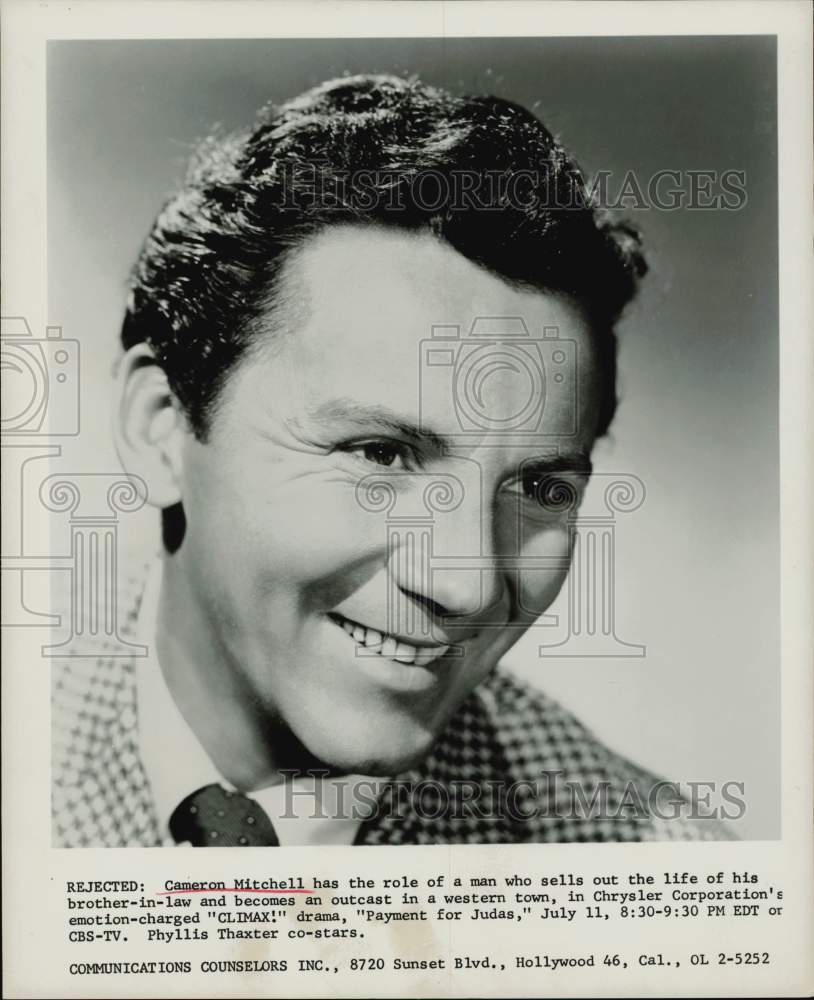 1957 Press Photo Actor Cameron Mitchell on &quot;Climax!&quot; TV Series - hpp28883- Historic Images