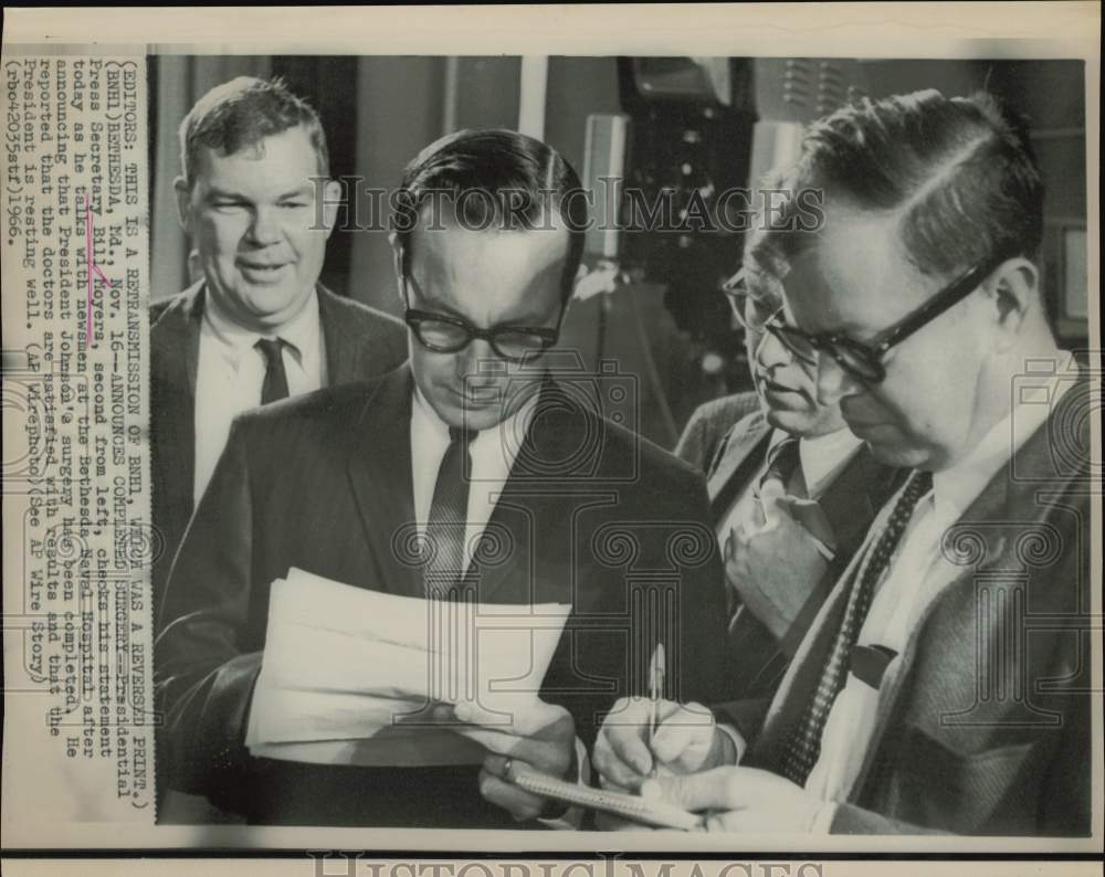 1966 Press Photo Presidential Secretary Bill Moyers at Bethesda Naval Hospital- Historic Images