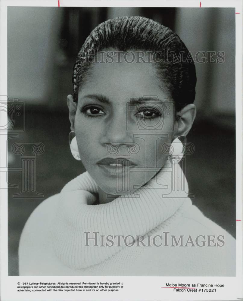 1987 Press Photo Actress-Singer Melba Moore on &quot;Falcon Crest&quot; - hpp29709- Historic Images