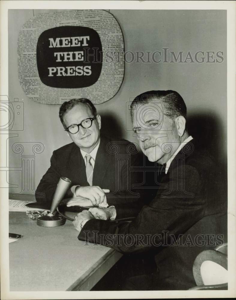 1961 Press Photo Lawrence Spivak and Ned Brooks on &quot;Meet the Press&quot;, NBC-TV- Historic Images