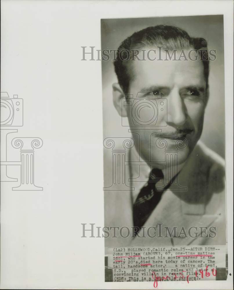 1936 Press Photo Actor John Miljan - hpp29929- Historic Images