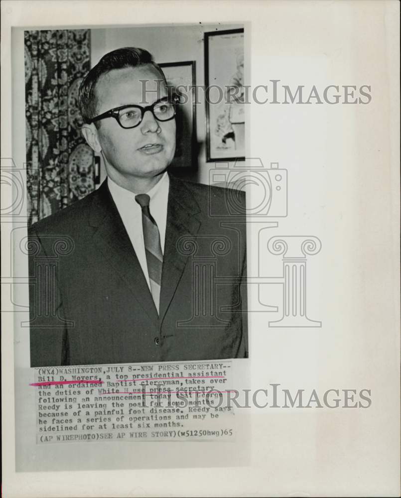 1965 Press Photo Bill D. Moyers, White House Press Secretary - hpp29997- Historic Images