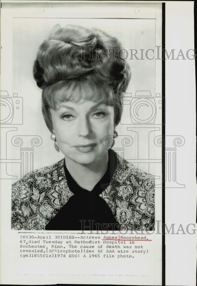 1965 Press Photo Actress Agnes Moorehead - hpp30150- Historic Images