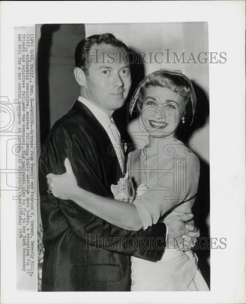 1954 Press Photo Jane Powell and Patrick Nerney married in Ojai, California.- Historic Images