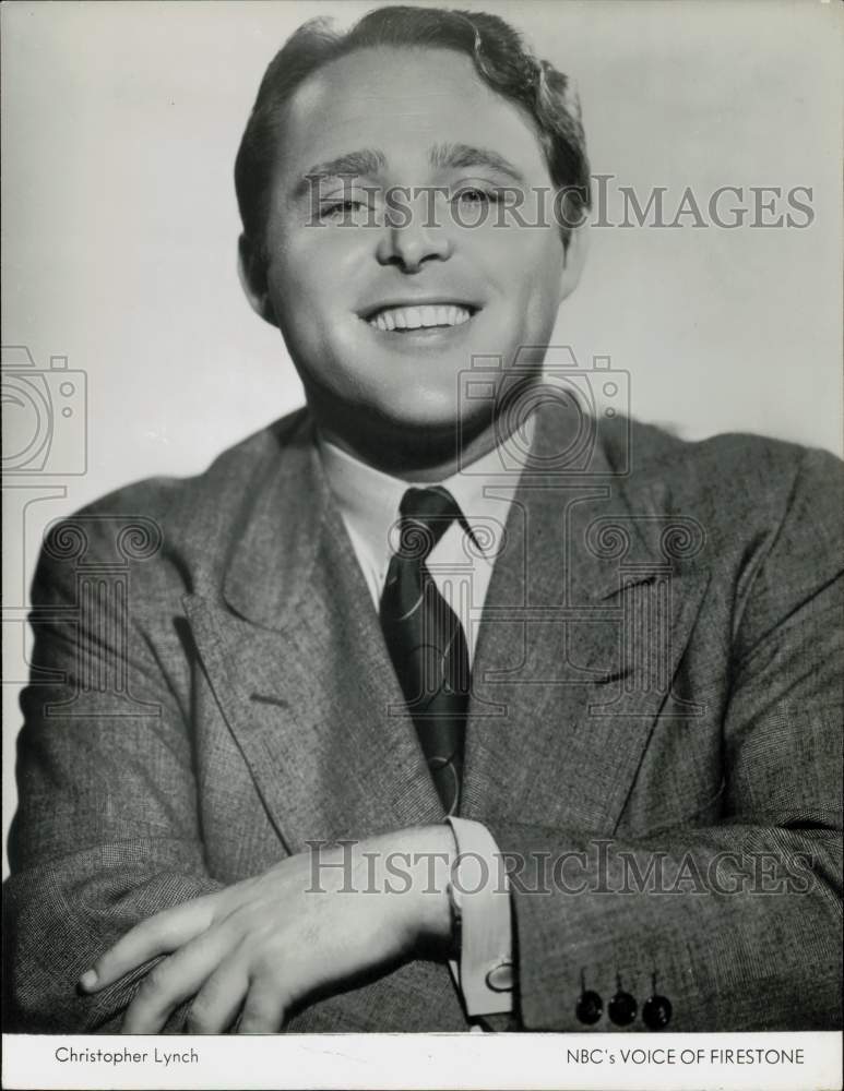 1956 Press Photo Christopher Lynch, NBC&#39;s Voice of Firestone - hpp30722- Historic Images