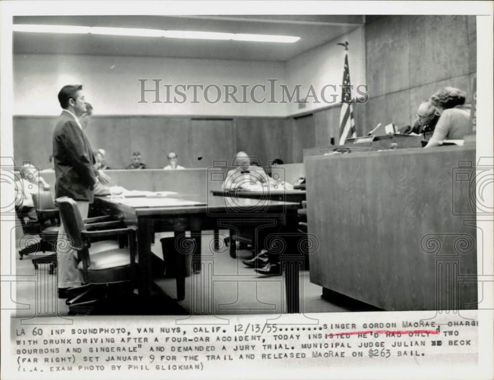 1955 Press Photo Singer Gordon MacRae in Drunk Driving Trial, California- Historic Images