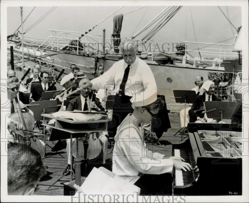 1959 Press Photo Conductor Arthur Fiedler, Boston Pops Orchestra in &quot;Windjammer&quot;- Historic Images