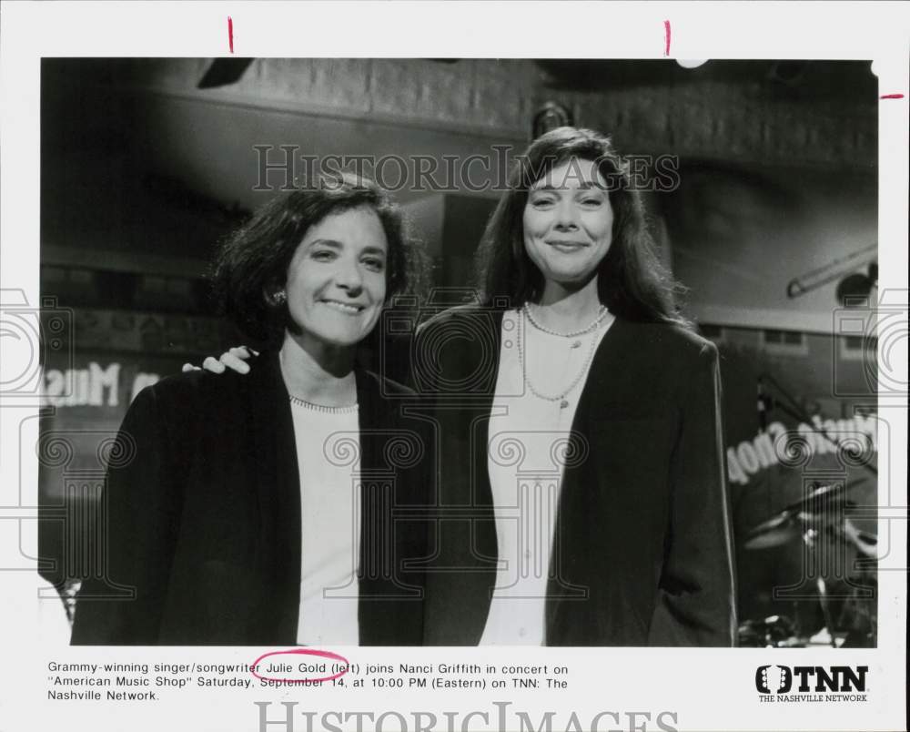 Press Photo Julie Gold &amp; Nanci Griffith on &quot;American Music Shop&quot; - hpp31506- Historic Images