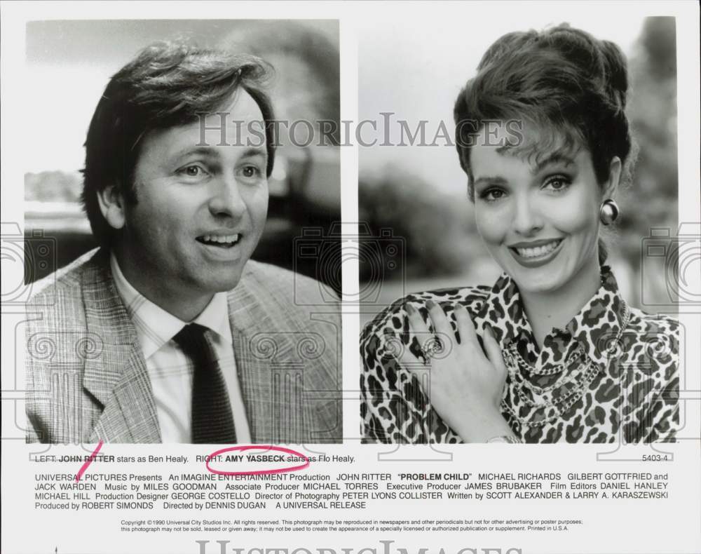 1990 Press Photo John Ritter &amp; Amy Yasbeck in &quot;Problem Child&quot; Movie - hpp31602- Historic Images