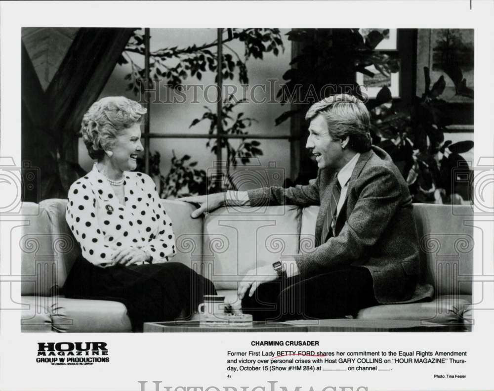 Press Photo Former First Lady Betty Ford &amp; Gary Collins on &quot;Hour Magazine&quot;- Historic Images