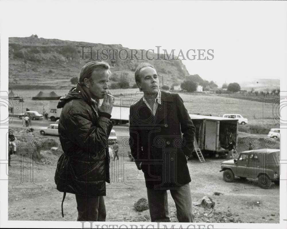 Press Photo Franco Zeffirelli, Vincenzo Labella on &quot;Jesus of Nazareth&quot; Set- Historic Images