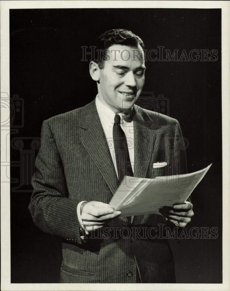 1957 Press Photo Actor Ted Reid Reading for NBC - hpp31988- Historic Images