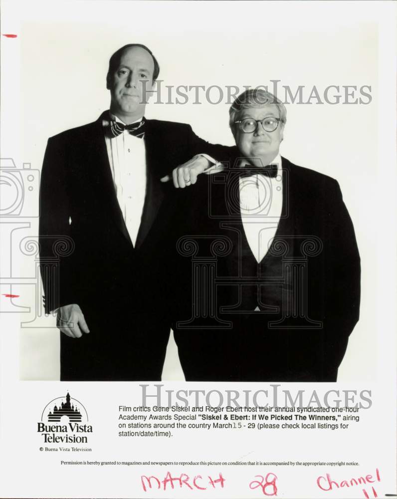 1993 Press Photo Gene Siskel and Roger Ebert in "If We Picked the Winners"- Historic Images