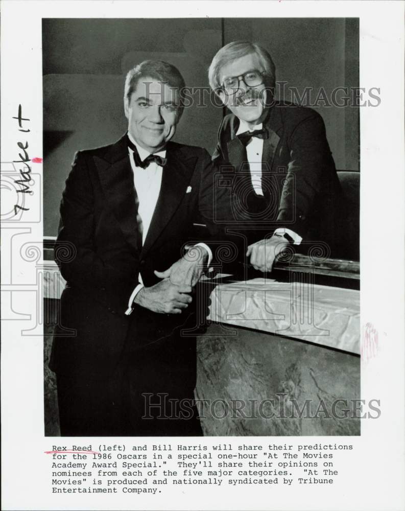 1988 Press Photo Rex Reed & Bill Harris in "At The Movies Academy Award Special"- Historic Images