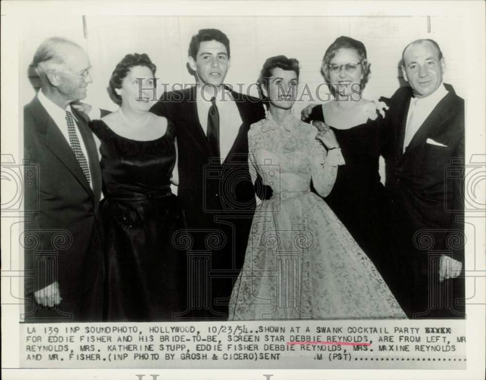 1954 Press Photo Eddie Fisher, Debbie Reynolds & Friends at Hollywood Party- Historic Images