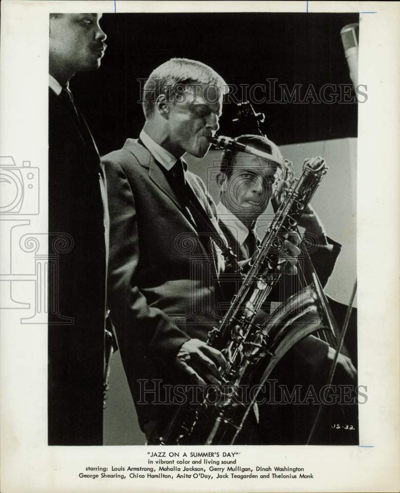 1961 Press Photo Musician Gerry Mulligan in &quot;Jazz on a Summer&#39;s Day&quot; - hpp33396- Historic Images