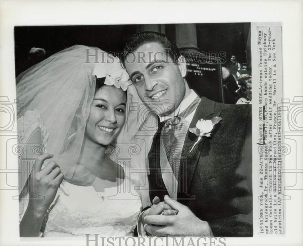 1963 Press Photo Frances Nuyen & Dr. Thomas Gaspar Morell Marry in New York- Historic Images