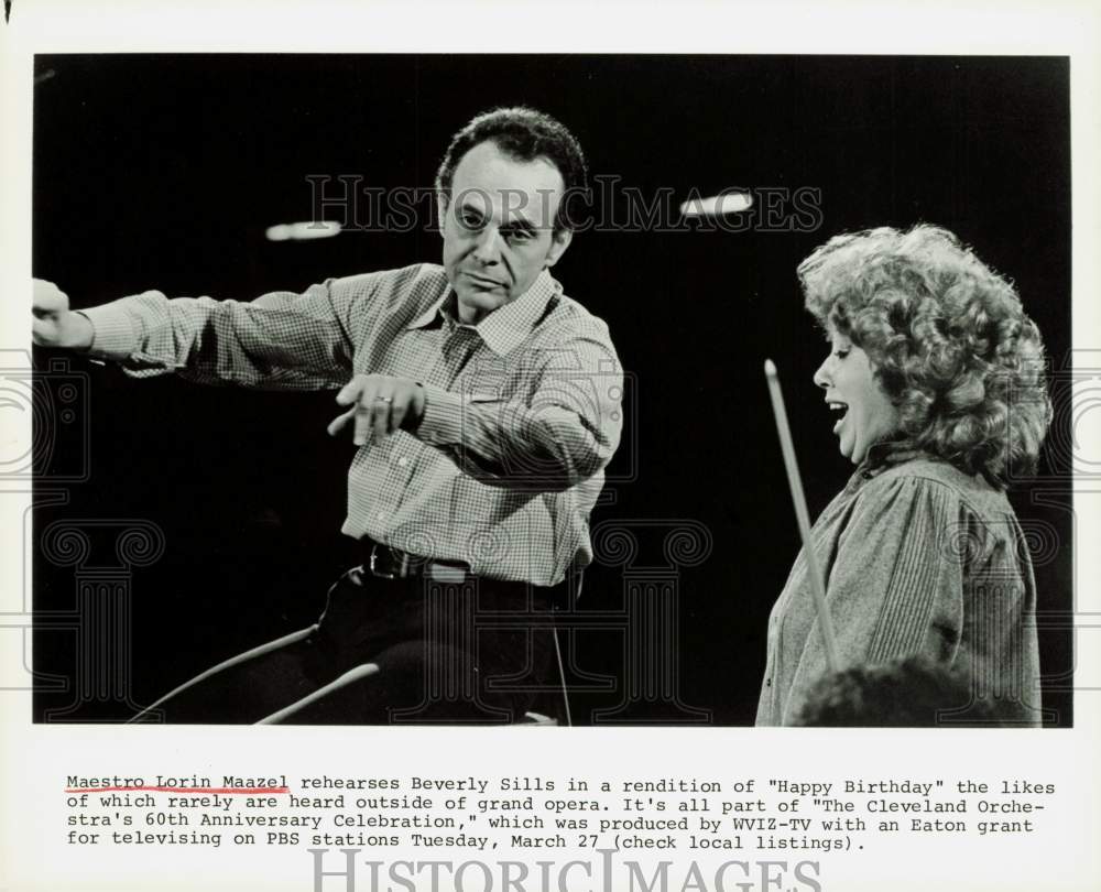 Press Photo Lorin Maazel &amp; Beverly Sills in Cleveland Orchestra TV Special- Historic Images