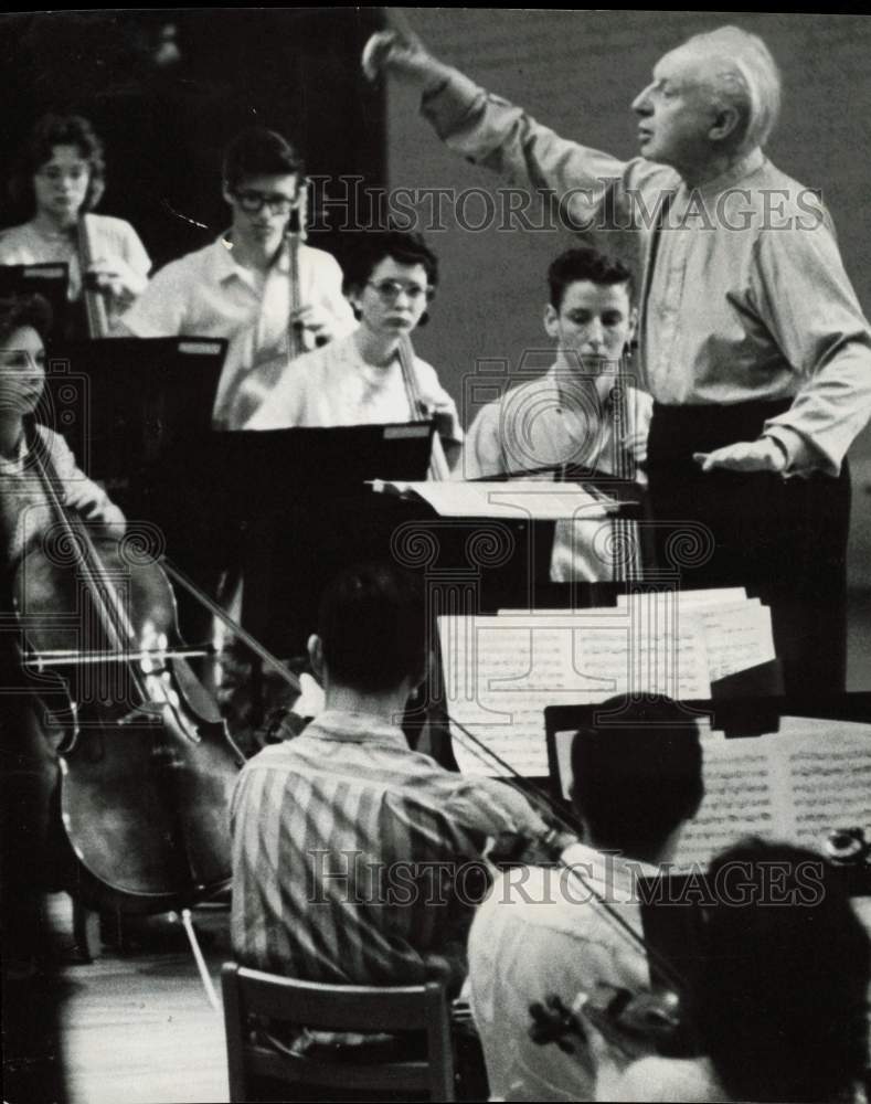 1960 Press Photo Leopold Stokowski Conducts All-City High School Orchestra, TX- Historic Images