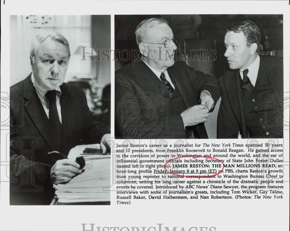 Press Photo New York Times Journalist James Reston with John Foster Dulles- Historic Images