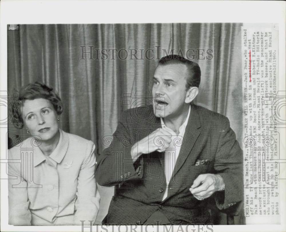 1960 Press Photo TV Host Jack Paar &amp; Wife in West Palm Beach, Florida- Historic Images