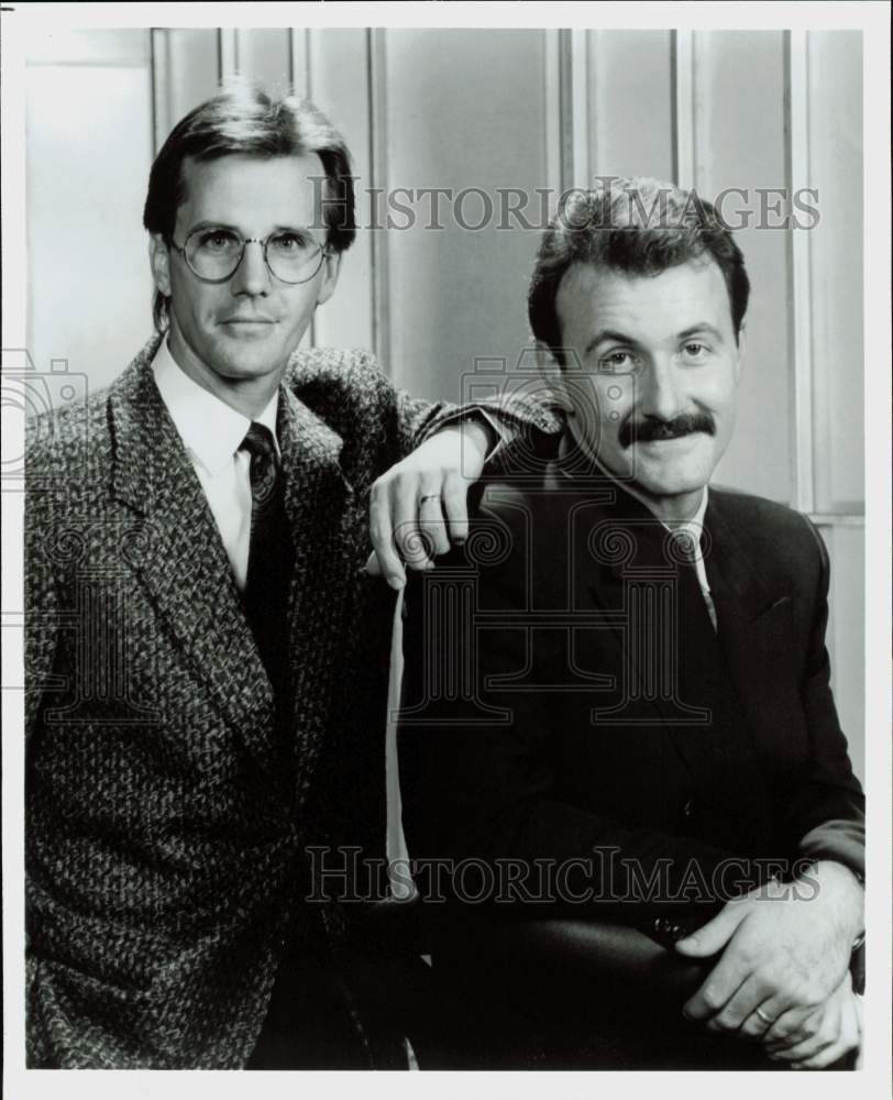 Press Photo Paul Robins, Phil Cowan, Co-Hosts of &quot;Wilton North Report&quot;- Historic Images