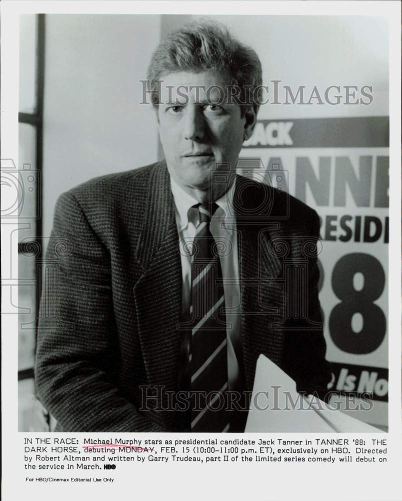 Press Photo Actor Michael Murphy as Jack Tanner in &quot;Tanner &#39;88: The Dark Horse&quot;- Historic Images