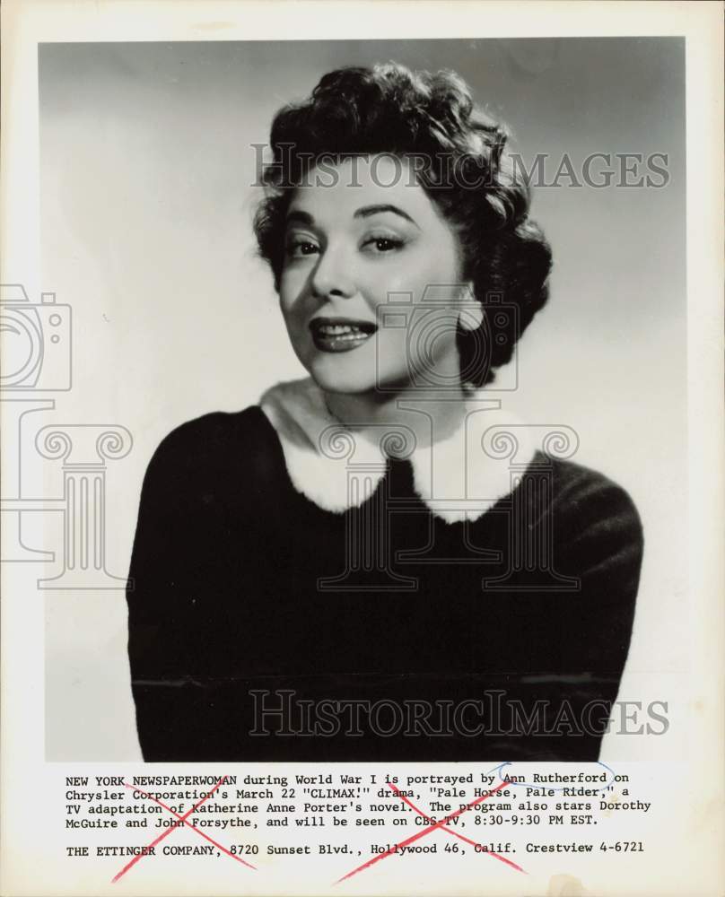 1956 Press Photo Actress Ann Rutherford - hpp35439- Historic Images